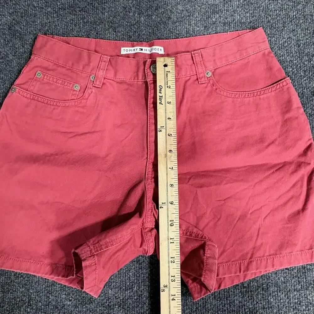 Tommy Hilfiger Shorts Womens 10 Red Pink Twill Chino Classic Fit Casual Summer